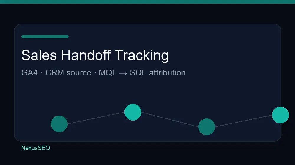 B2B SEO sales handoff tracking GA4 CRM