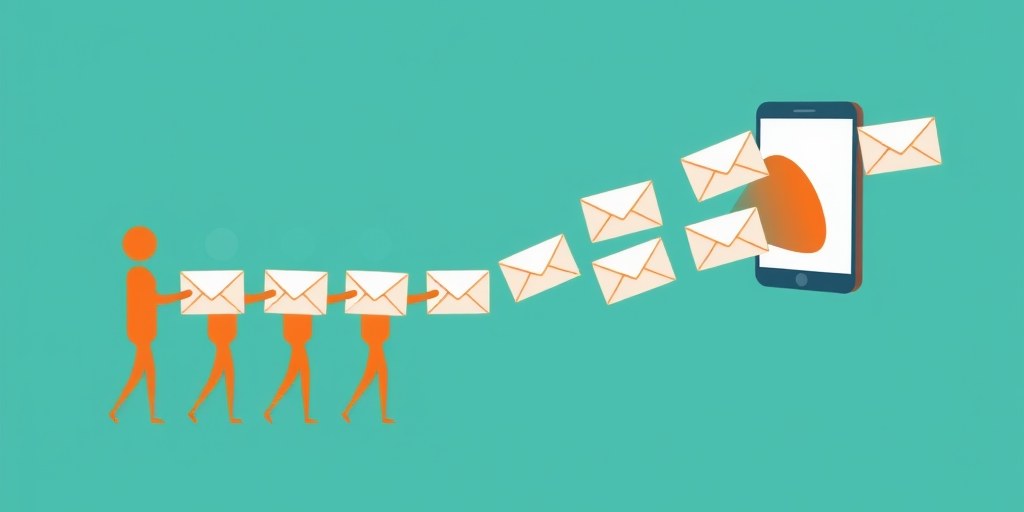 Illustration of customers individually joining a marketing list through a funnel shape