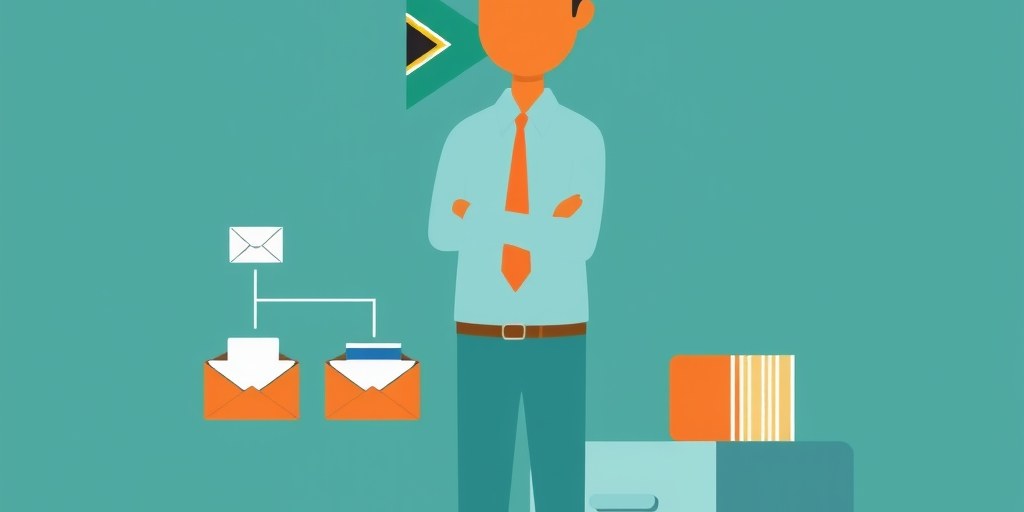 Illustration of a business owner keeping organised records of marketing messages sent to customers