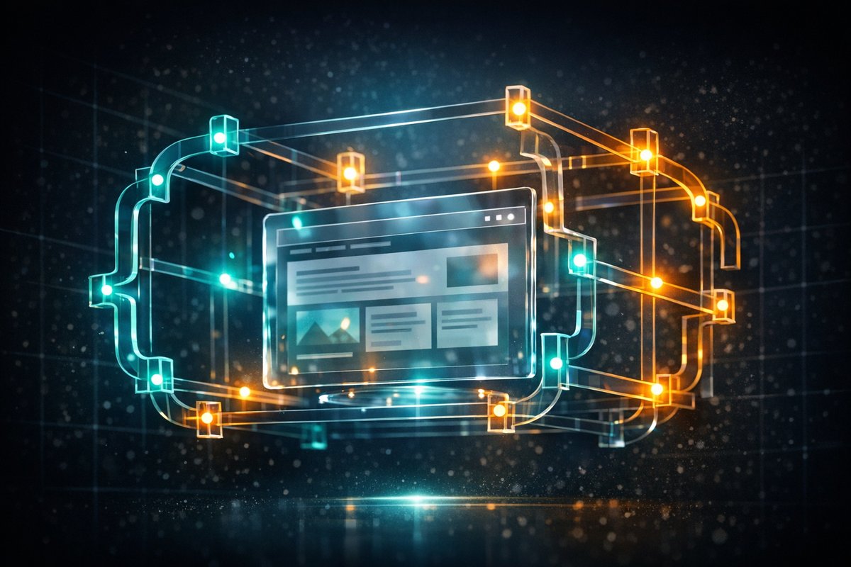 Schema markup structured-data lattice around a website panel