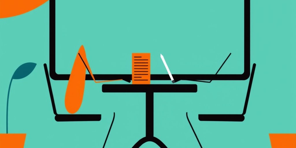 Flat illustration of two figures in a consultation meeting, in teal and orange