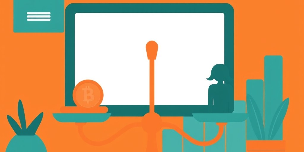 Illustration of a balance scale weighing a coin against a customer figure, representing the break-even point between website costs and lead value