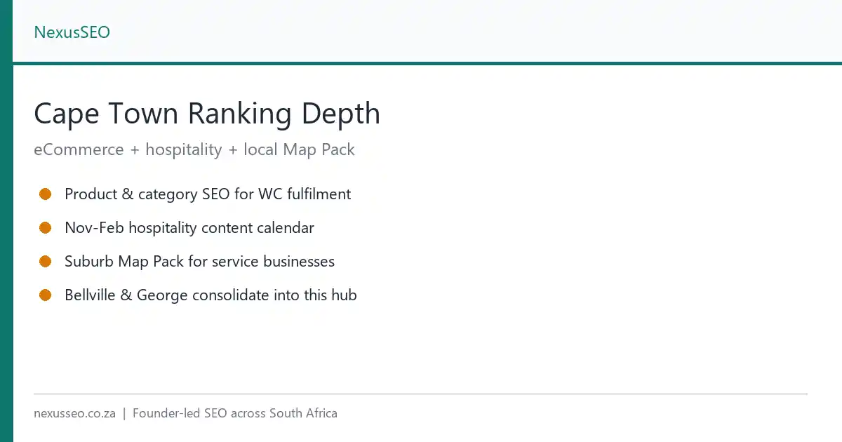 Cape Town SEO ranking depth for eCommerce and hospitality verticals