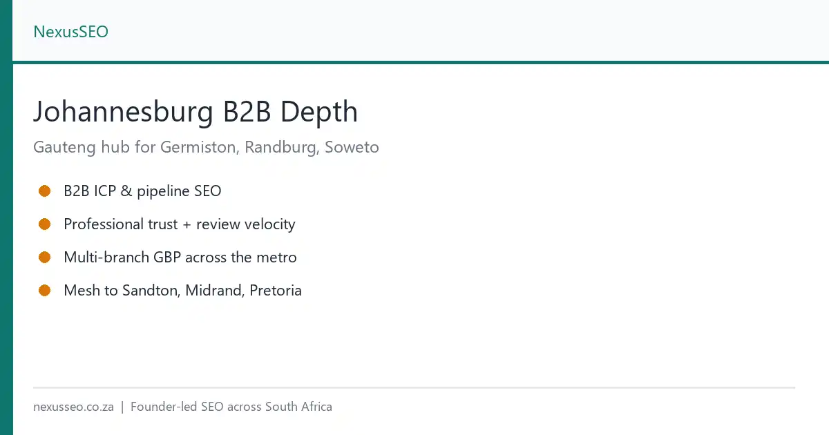 Johannesburg B2B SEO ranking depth and Google Business Profile Map Pack