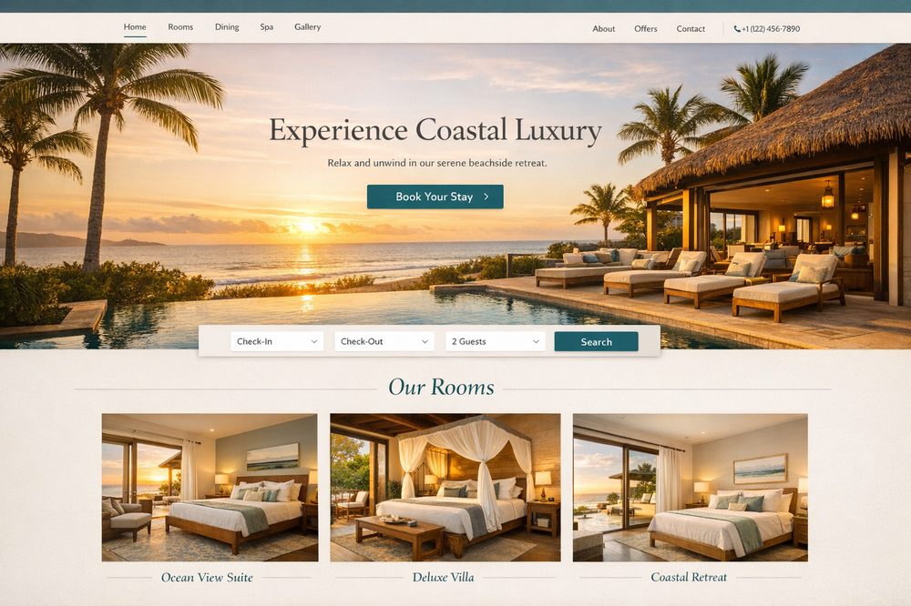 Example hospitality and lodge website designed by NexusSEO